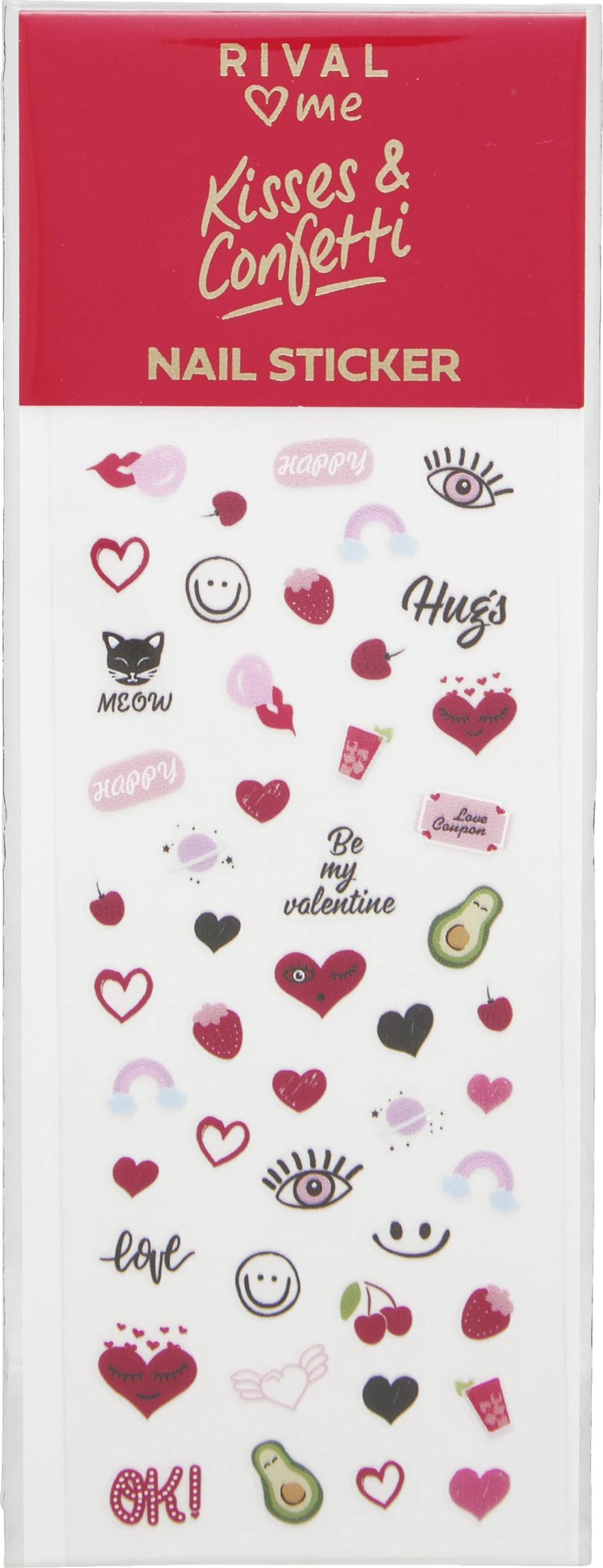 RIVAL Loves Me Kisses & Confetti Nail Sticker