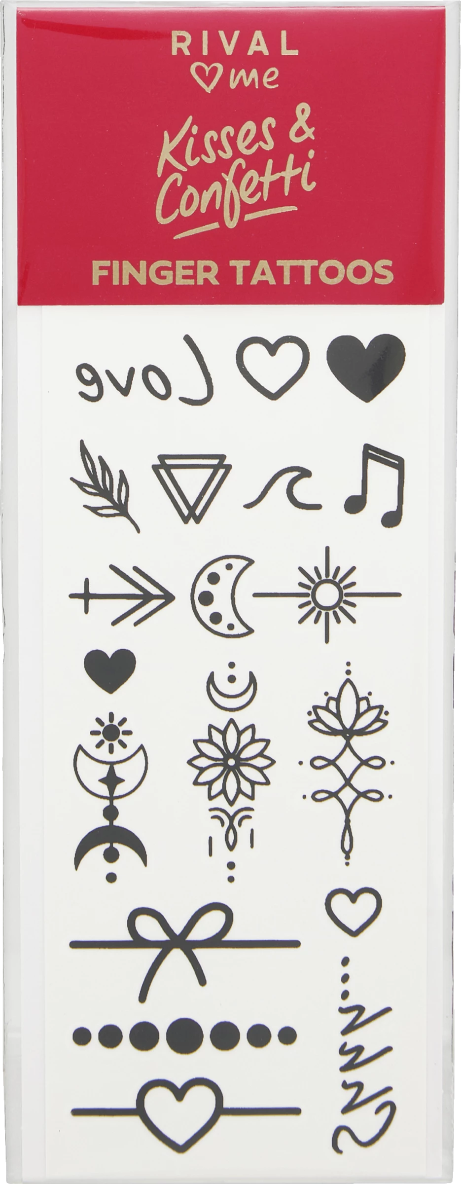 RIVAL Loves Me Kisses & Confetti Finger Tattoos