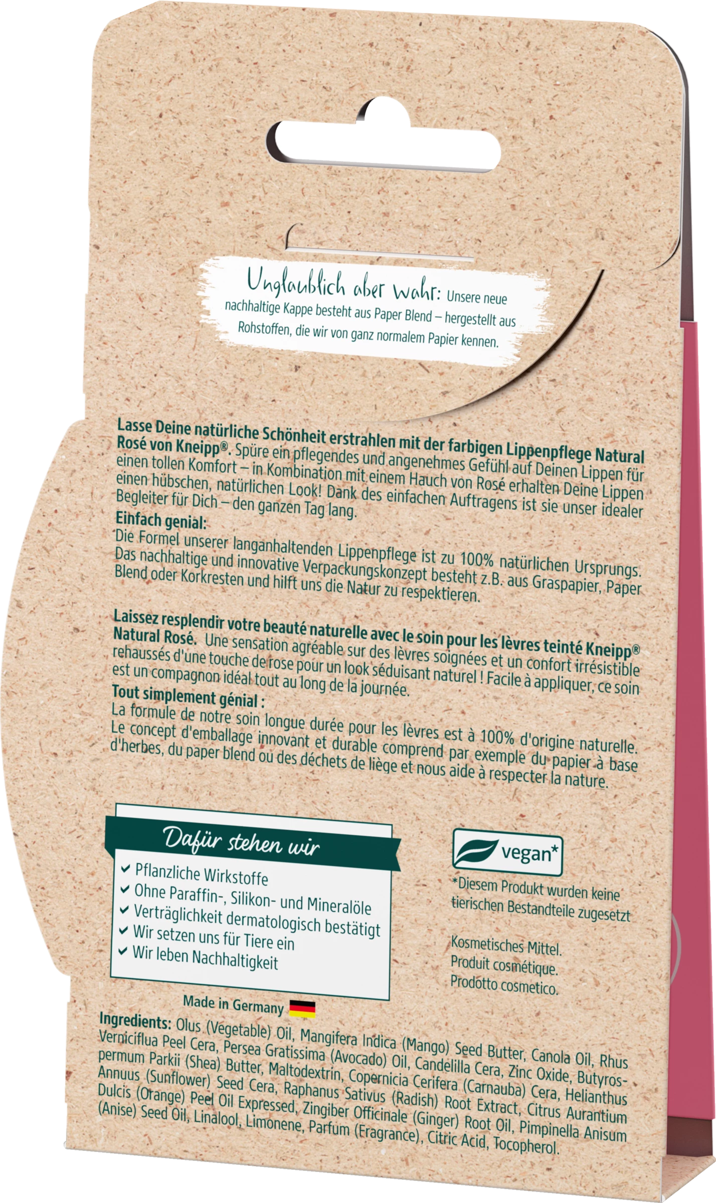 Kneipp Farbige Lippenpflege Natural Rosé – Bild 2