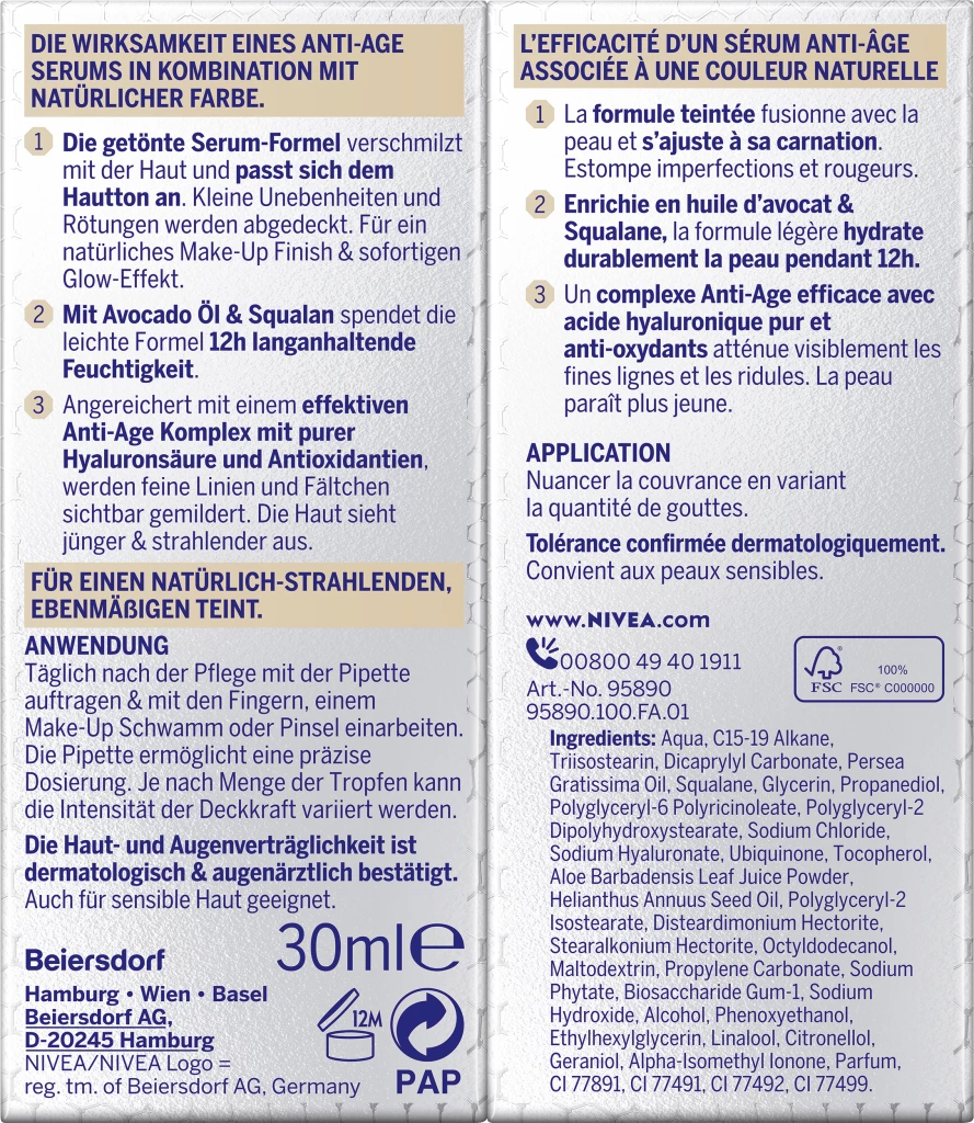 NIVEA Cellular Filler 3in1 Hyaluron Serum Foundation 02 Mittel â Bild 2