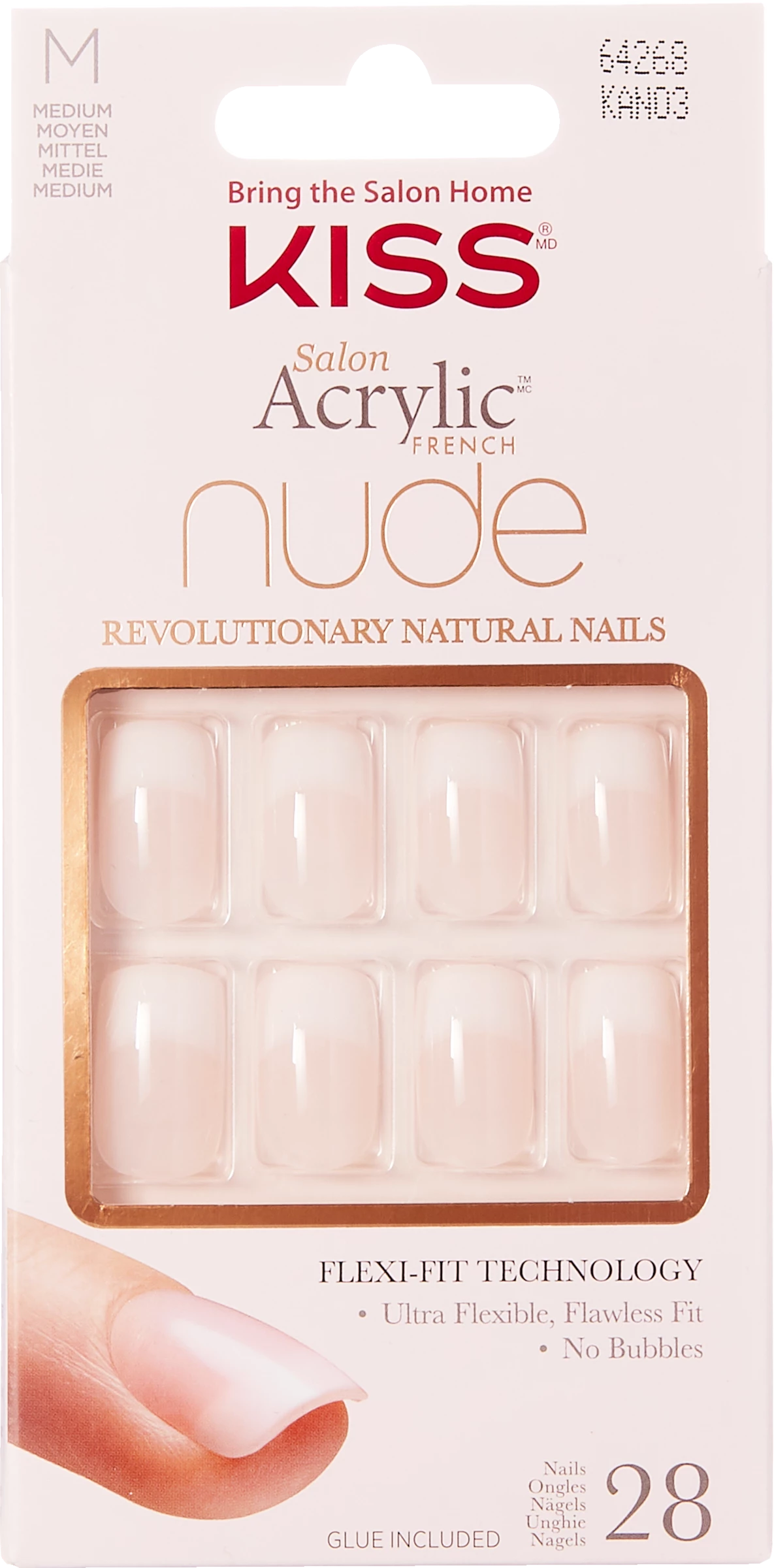 KISS Salon Acrylic Nude French Nails Selbstklebende Fingernägel Cashmere