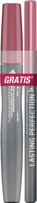 Manhattan Lasting Perfection 16HR Lip Color Fb. 210 + Gratis Lasting Perfection Lipliner Fb. 63